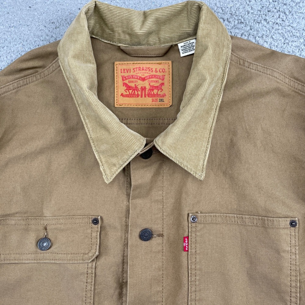 Levi's Trucker Jacket Mens 3XL Brown Canvas Corduroy Collar Workwear A0730-0006 - Picture 4 of 10